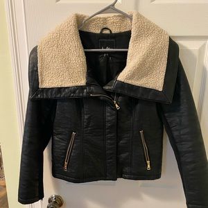 Sam Edelman Faux Leather Moto Jacket with Fur Collar